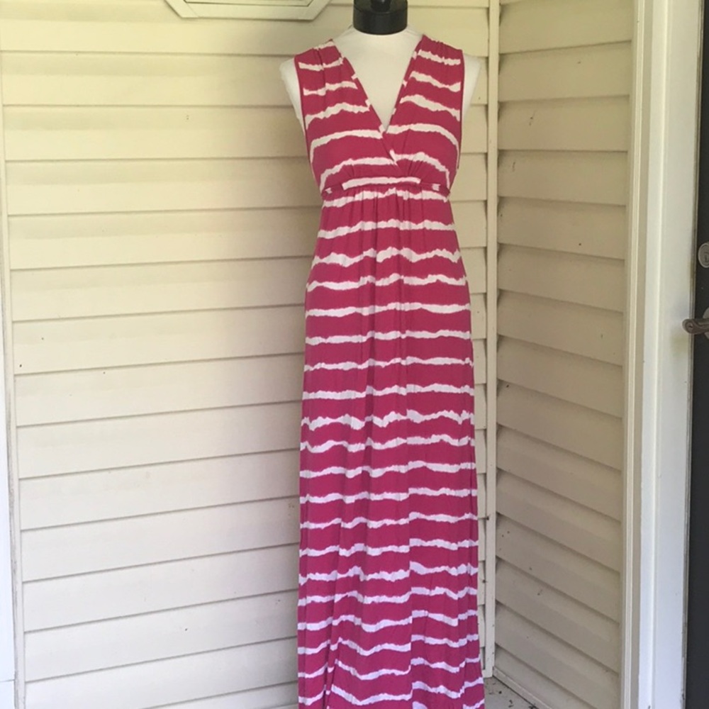 Michael Kors Pink and white maxi dress
